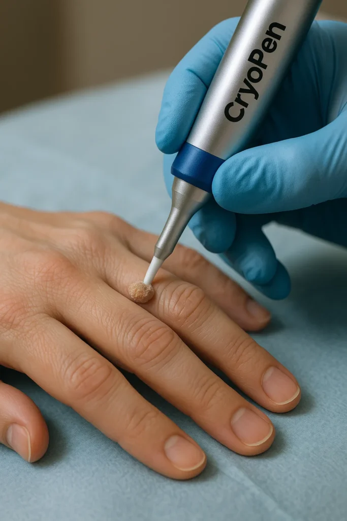 example of cryopen wart removal Hampshire treatment on a persons finger