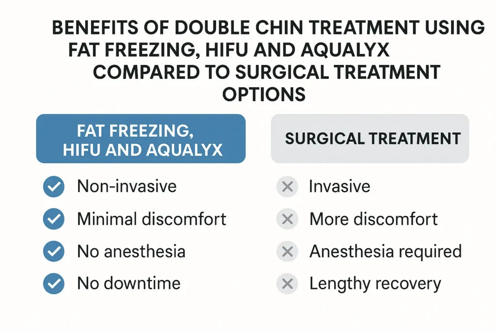 Graphic about the benefits of double chin treatment Hampshire - from LA LIPO