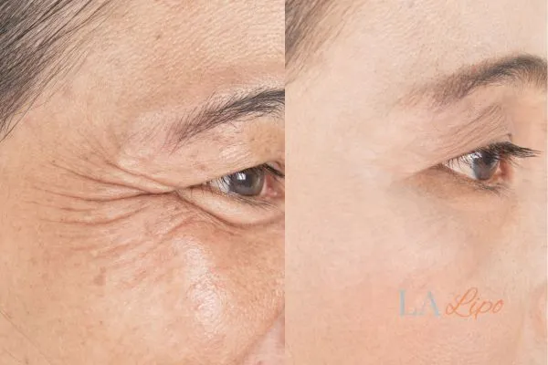 Before and after results of woman - HI-fu wrinkles reduction treatment Hampshire